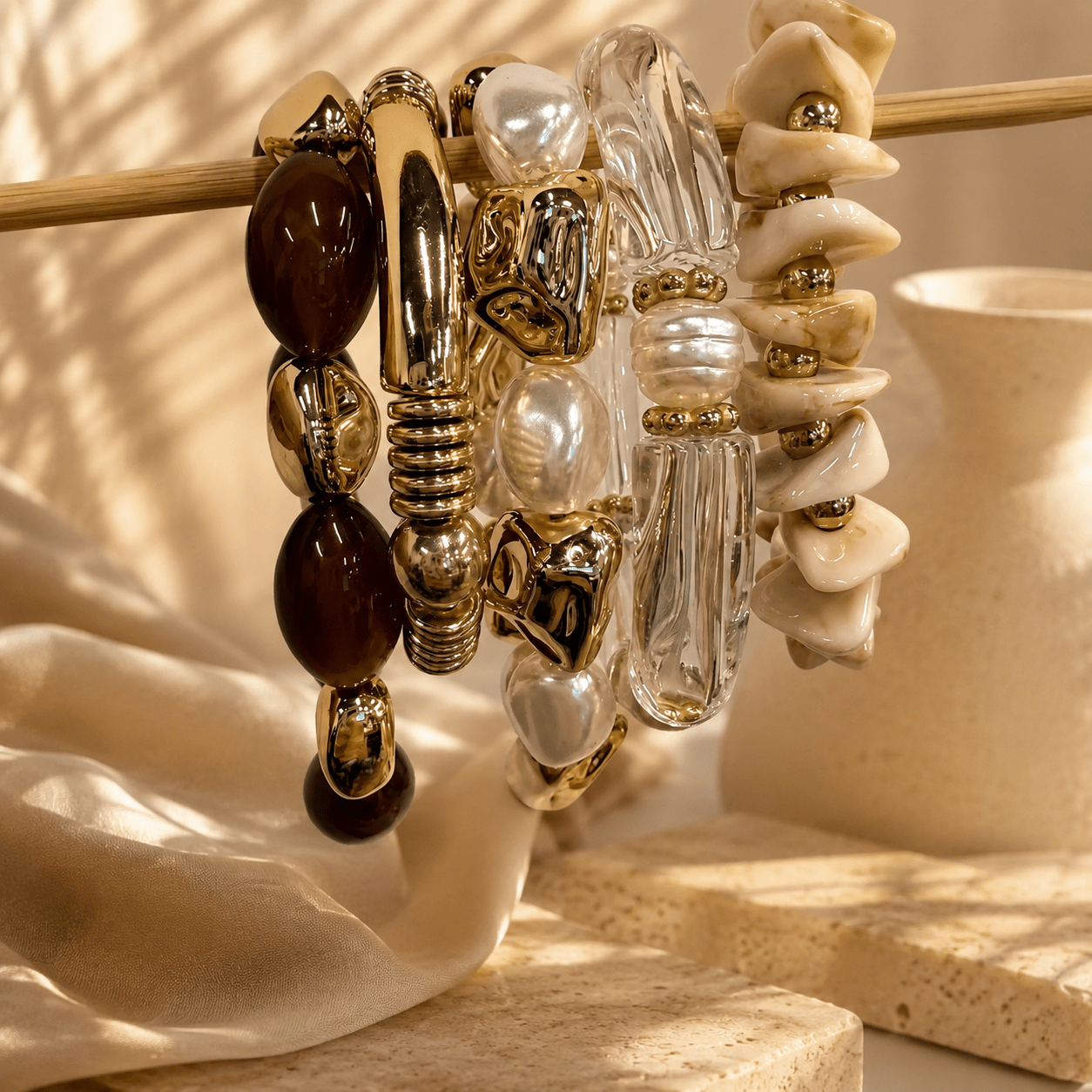 Boho Bead Bracelet Set for Men & Women, Chunky Layered Style